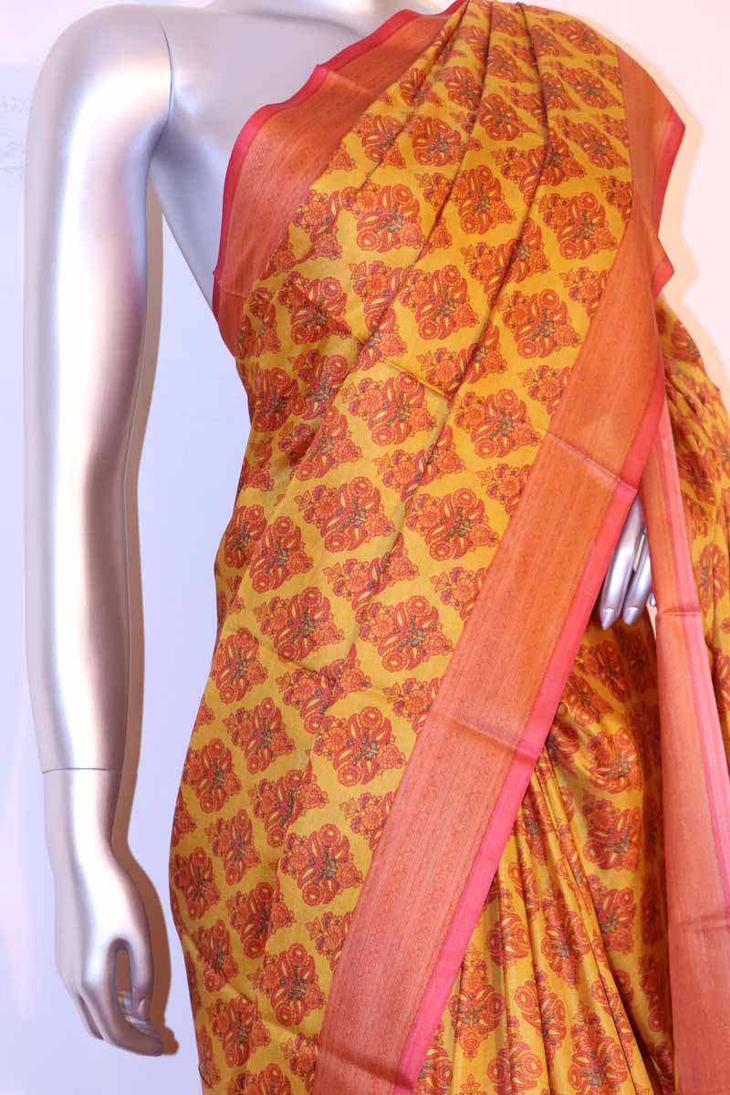 Exclusive Pure Printed Tussar Silk Saree